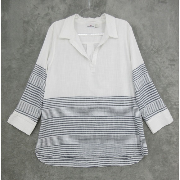 Vineyard Vines Tops - Vineyard Vines Top Women XL Striped Metallic Tunic Nautical Coastal Resort Navy